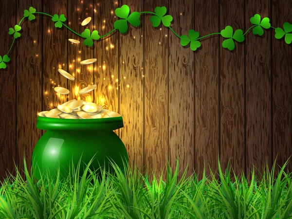 St. Patricks Day. Holiday symbol a pot with money. — Stock Photo, Image