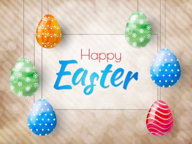 Mutlu paskalyalar. Çok renkli yumurta ile bir kutlama Paskalya arka plan.