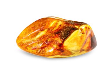 Makro doğal gemstone çekim. Cilalı amber. Değerli taş. Beyaz arka plan üzerinde izole.