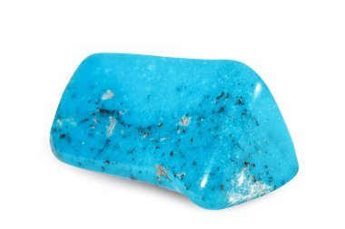 Makro doğal gemstone çekim. Doğal mineral değerli taş - turkvenit-mavi howlite değerli taş. Yalıtılmış nesne üzerinde beyaz bir arka plan.