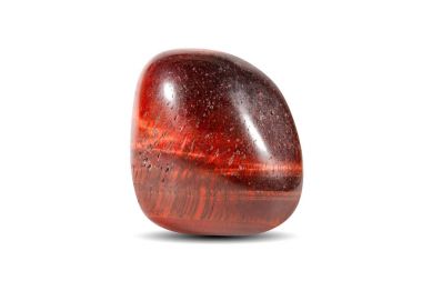 Makro doğal gemstone çekim. Doğal mineral taş boğa göz. Yalıtılmış nesne üzerinde beyaz bir arka plan.