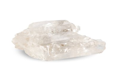 Makro doğal gemstone çekim. Dağ kristali. Yalıtılmış nesne üzerinde beyaz bir arka plan.