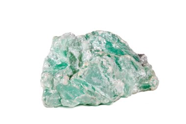 Makro doğal gemstone çekim. Talk ham mineraldir. Yalıtılmış nesne üzerinde beyaz bir arka plan.