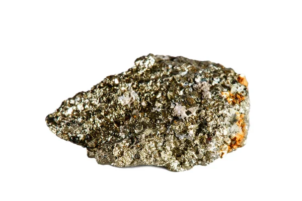 マクロは、天然宝石の撮影。生の鉱物は、硫砒鉄鉱です。インドネシア。白い背景の上の孤立したオブジェクト. — ストック写真