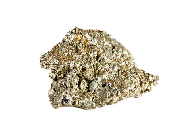 Macro tiro de pedra preciosa natural. O mineral bruto é o arsenopirito. Indonésia. Objeto isolado sobre fundo branco . — Fotografia de Stock