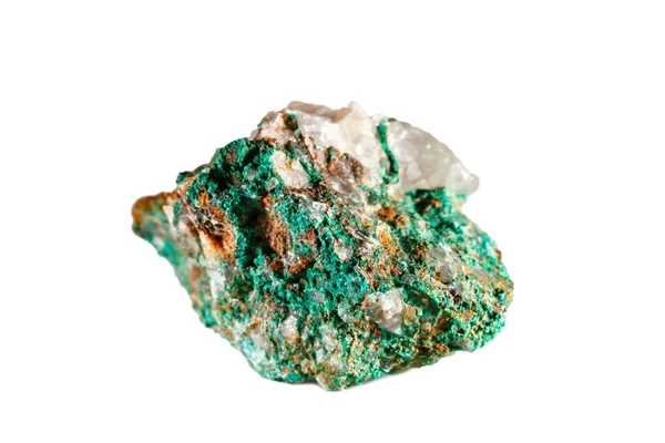 Macro tiro di gemme naturali. Malachite minerale grezza. Marocco. Oggetto isolato su sfondo bianco . — Foto Stock