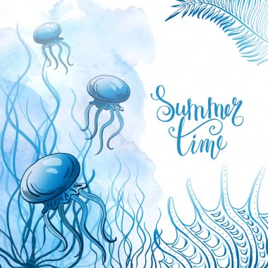 Deniz kabuklarını, deniz yıldızı, Deniz anası bileşimi. Sualtı dünyasını. Deniz arka plan. Vektör çizim.