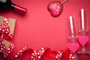 Sevgililer günü kartı. Kopya alanı olan bir arkaplan. Seçici odaklanma. Yatay.