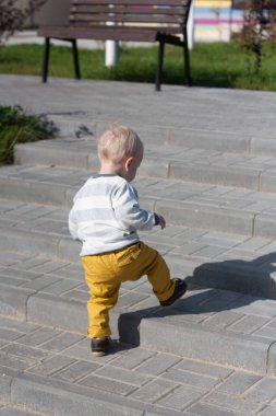 küçük çocuk bir merdiven tırmanma