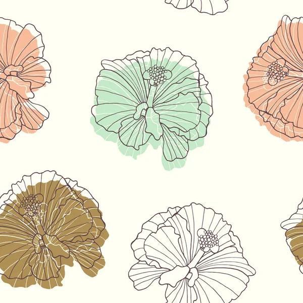 Elle çizilmiş hibiscus çiçek