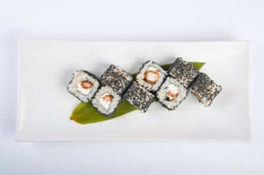 suşi roll karides, Philadelphia peynir susam ile