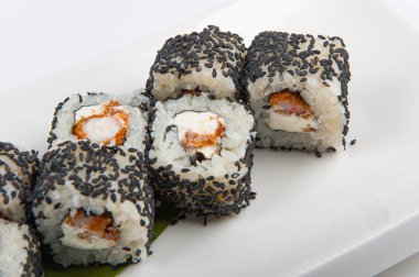 suşi roll karides, Philadelphia peynir susam ile