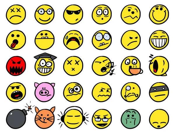 Smiley drawings icon set 2 in color doodles vector — Stock Vector