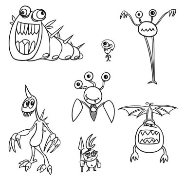 Çizgi film vektör canavarlar Set03