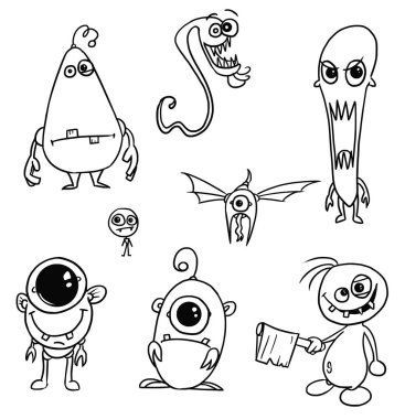 Çizgi film vektör canavarlar Set02
