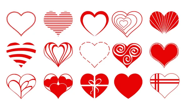 Hjärtat ritningar vektor Valentine ikonen Set03 — Stock vektor
