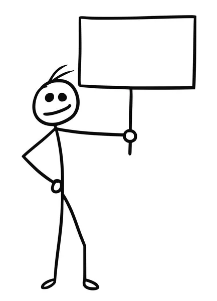 Cartone animato dell'uomo con segno — Vettoriale Stock