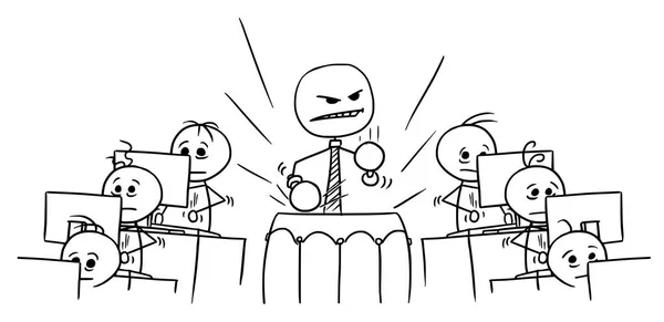 Caricature du patron opprimant ses subordonnés — Image vectorielle