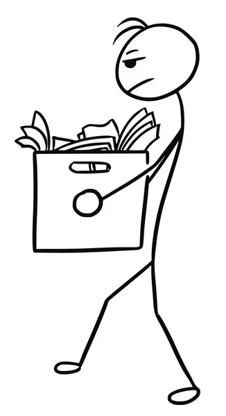 Desenhos animados de homem transportando caixa de papel de escritório — Vetor de Stock