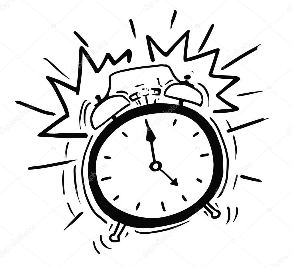 Vector Cartoon  of the Classicl Alarm Clock Ringing