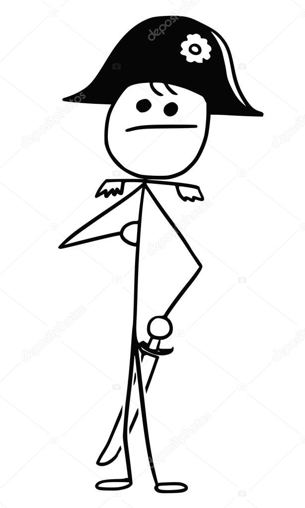 Vector Stickman Cartoon of French Emperor Napoleon Bonaparte