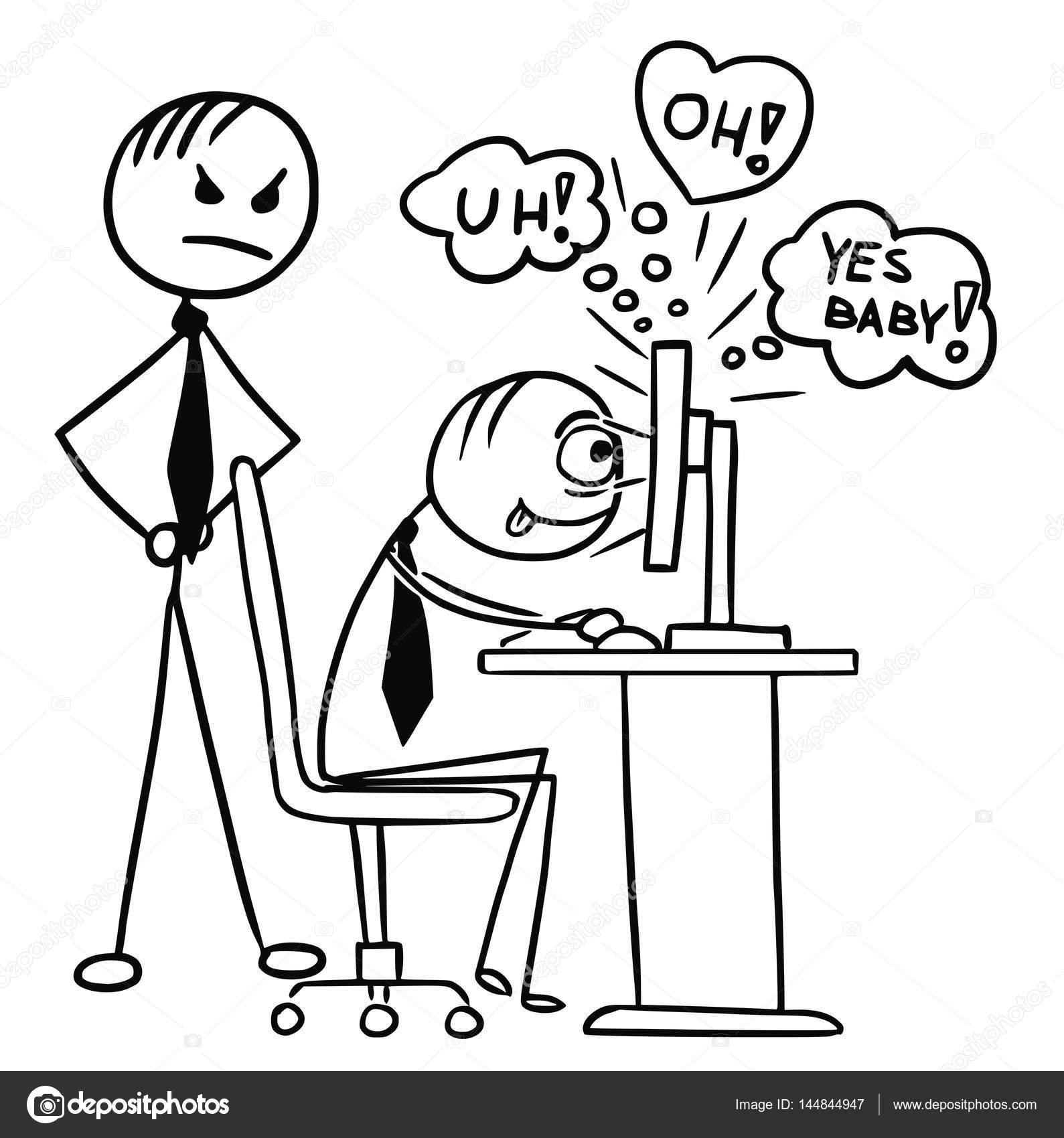 Computer Cartoon Porn - Cartoon of Man Watching a Porn,Pornography, Sexual Video Movie o Stock  Vector Image by Â©ursus@zdeneksasek.com #144844947