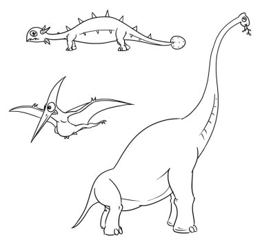 Karikatür vektör 01 eski dinozor canavarlar ayarla