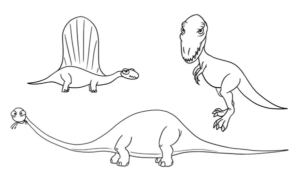 Juego de Vectores de Dibujos Animados 03 de Monstruos de Dinosaurios Antiguos — Vector de stock