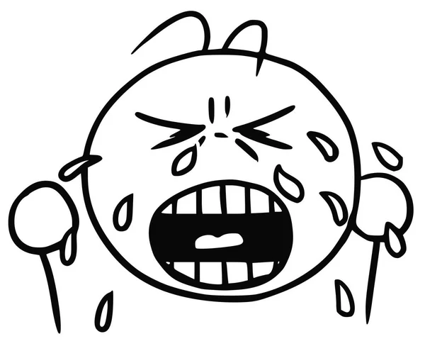 Vector Smiley Caricatura de la cara llorando; Lágrimas y llanto — Vector de stock