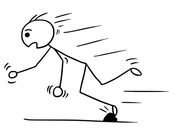 Vector Stickman Cartoon of Man Falling Stumble Trip Over Stone — Stock Vector