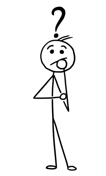 こんにちは上記の疑問符と立っているベクトル棒人間漫画人 — ストックベクタ