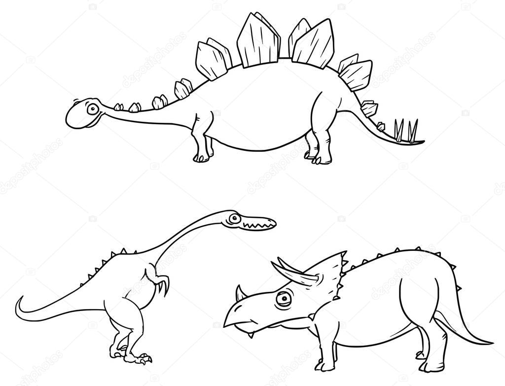 Cartoon Vector Set 04 of Ancient Dinosaur Monsters