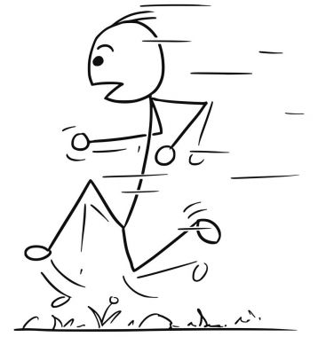 Çöp Adam hızlı çalışan adam karikatür vektör