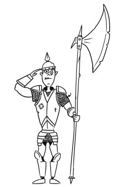 Çizgi film vektör Ortaçağ fantezi Knight nöbetçi asker