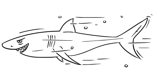 Vector de dibujos animados de tiburón sonriente peligroso — Vector de stock