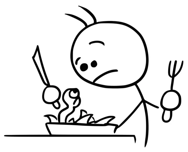 Sebze salatası hizmet vektör çöp adam karikatür solucan — Stok Vektör