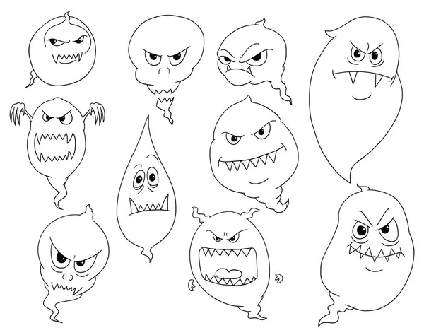 Cartoon Vector Set of Ghosts — Stock Vector