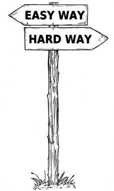 Çizgi film vektör yön işareti iki karar oklar kolay ve 