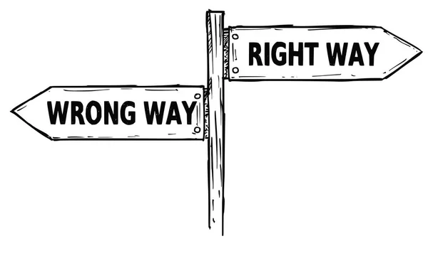 Σημάδι κατεύθυνσης διάνυσμα καρτούν με δύο απόφαση βέλη δεξιά και — Διανυσματικό Αρχείο