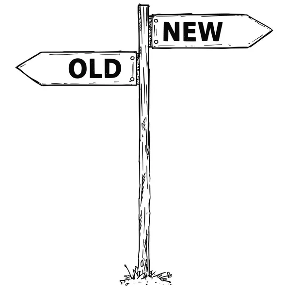 意思決定の 2 つの漫画のベクトル方向標識矢印新旧 N — ストックベクタ
