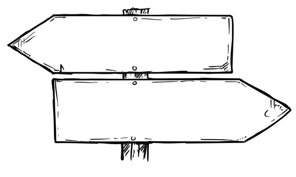 Vector de dibujos animados Señal de dirección vacía con dos flechas de decisión — Vector de stock
