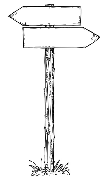 Caricature vectorielle direction vide signe avec deux flèches de décision — Image vectorielle