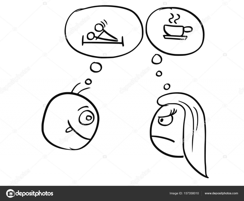 Vector Cartoon of Man and Woman on Date Thinking about Sex Inter Stock Vector by ©ursus@zdeneksasek 157358010