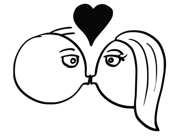 Vector Cartoon of Man and Woman in Love Kissing each other With — стоковый вектор