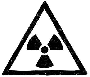 Nükleer radyasyon sembolü vektör el çizimi Doodle