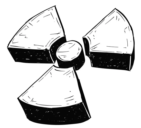 Simbolo di radiazione nucleare Disegno a mano vettoriale Doodle — Vettoriale Stock
