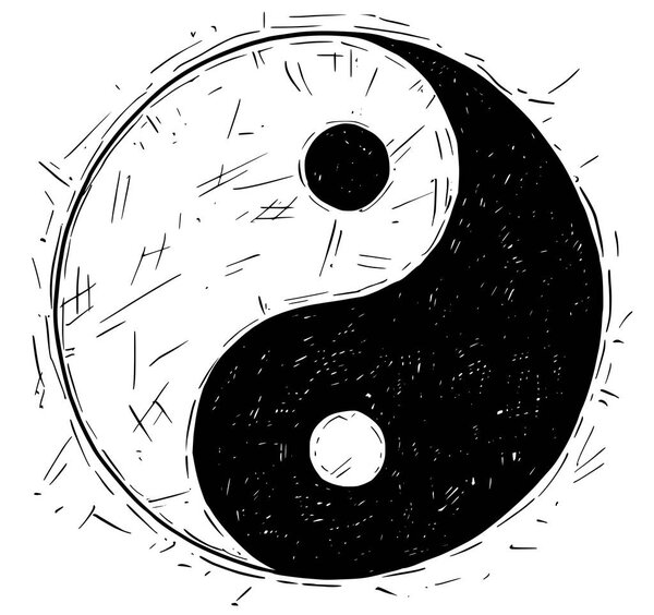Hand Drawing of Yin Yang Jin Jang Symbol