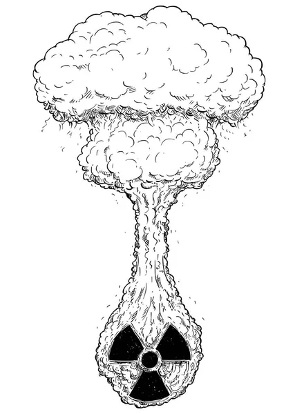 Doodle de dibujo de mano vectorial de explosión de arma nuclear que viene fr — Archivo Imágenes Vectoriales