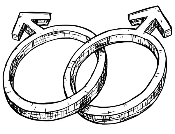 Desenho de Mão Ilustração de Símbolo Masculino e Masculino — Vetor de Stock