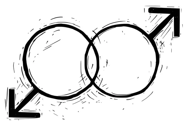 Disegno a mano Maschio e Maschio Simbolo Illustrazione — Vettoriale Stock